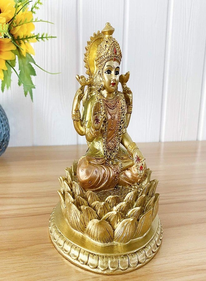 BangBangDa Hindu Goddess Lord Laxmi Statue - Lakshmi Statue Indian God Home Office Temple Mandir Puja Items India Idol Figurine Murti Pooja Diwali Gifts Yoga Zen Altar Shrine Ornament - Image 2